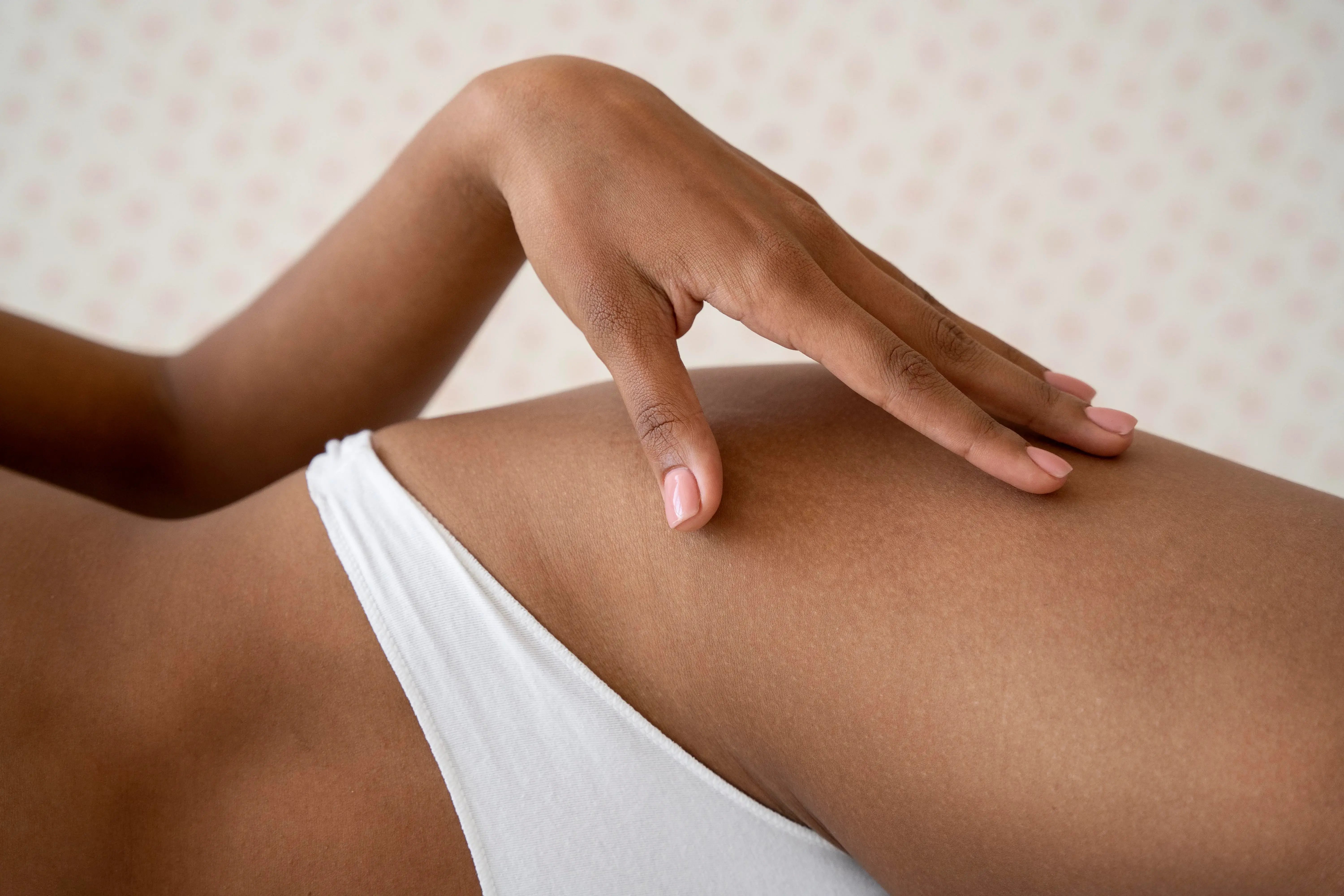 Close up of smooth skin after brazilian laser removal